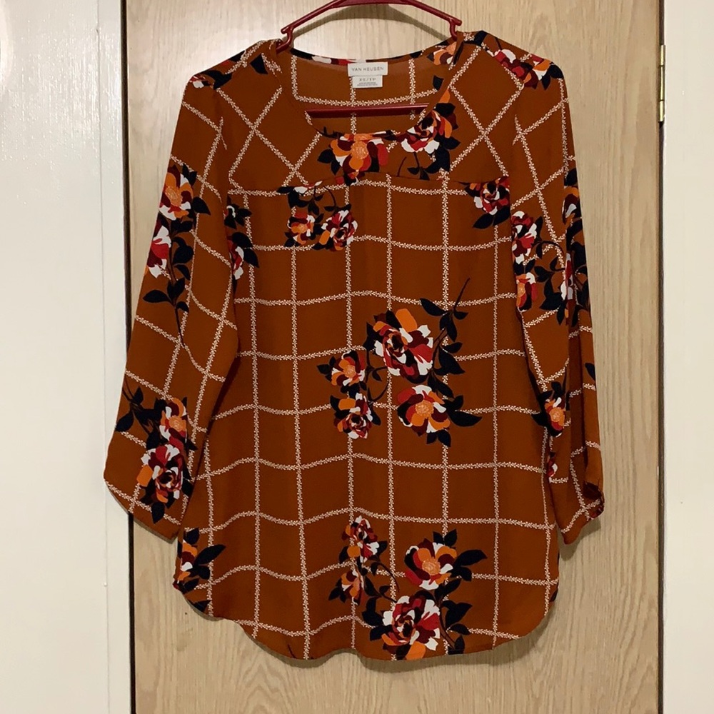 VAN HEUSEN Burnt Orange Floral Top